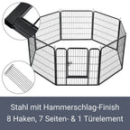  Juskys Welpenauslauf Plus 160 X 160 X 80 Cm – Welpenlaufstall 8-teilig Aus Metall – Freigehege Mit Tür – Welpengitter Für Hunde, Hasen & Kleintiere
