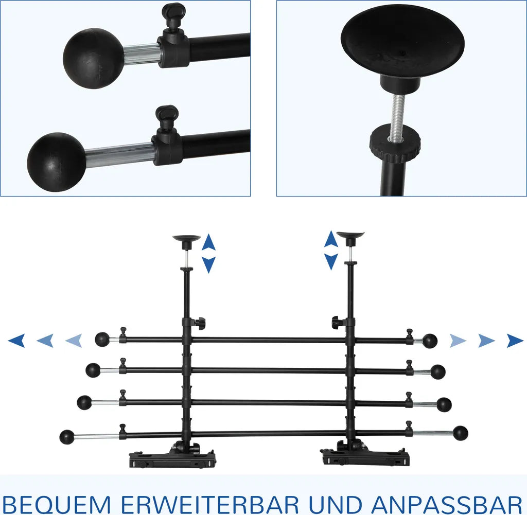  Pawhut Hundeschutzgitter Auto Hundegitter Trenngitter Für Hunde Autotrennwand Mit Rutschfesten PVC-Füße Auto Schutzgitter Kofferraumgitter Verstellbar Stahl ABS Schwarz 85-140 X 40-50 Cm