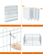  FEANDREA Welpenauslauf, Freilaufgehege Kaninchen, Faltbar, Für Hund, Silbern PPK001W01