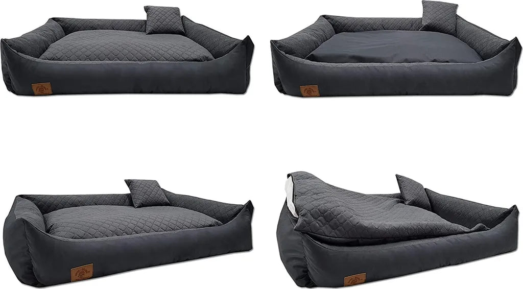  Hundebett Für Große Hunde - Hundesofa Mit Wendekissen 120x85cm [ Graphit ] EU & ®
