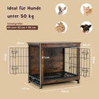  COSTWAY Hundekäfig Mit Doppeltüren, Hundebox 69x47x61cm Inkl. Herausnehmbares Tablett & Gittertüren, Haustierkäfig, Beistelltisch, Braun