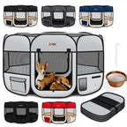  LOVPET® Welpenlaufstall Tierlaufstall Faltbar Für Kleintiere Hunde, Katzen Inkl. Hundenapf Hundelaufstall Freigehege Oxfordgewebe Pop-up System Indoor & Outdoor, Farbe:Schwarz