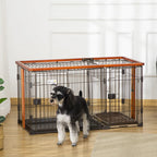  PawHut Hundekäfig Mit Toilette Tablett Hundebox Mit 2 Türen Für Kleine Hunde Tierkäfig Innen Zuhause Stahl Kaffee 111 X 54 X 61 Cm