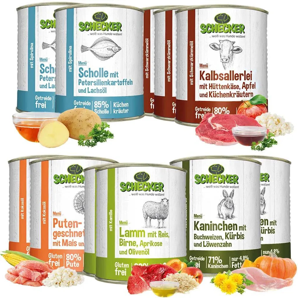  Schecker Hundemenü Nassfutter Dosen 820g (11-er 820g) Hundefutter Mehrpack