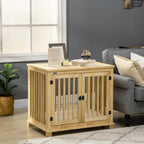  Pawhut Hundekäfig, Tierkäfig Aus Holz, Haustierkäfig Für Mittelgroße Hunde, Hundehütte Mit Kissen, Hundebox, Indoor, Naturholz+Cremeweiß, 82,5 X 57 X 72 Cm