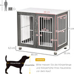  PawHut Hundekäfig Aus Holz Mit Tischoberfläche Schrank Kissen Erhöhtes Design Hundebox Hundehütte Hundekisten Für Mittelgroße Kleine Hunde Beistelltisch Design Innen Grau+Weiß 85 X 55 X 75 Cm