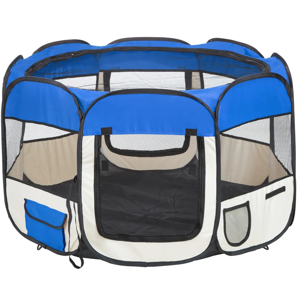  Tectake Tierlaufstall Aus Polyester Inkl. Tragetasche - Blau