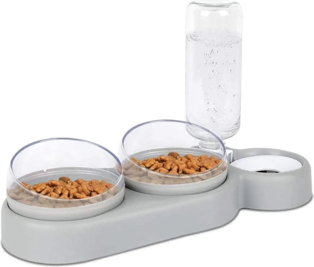  Doppelnapf Für Katzen,15 ° Neigung Anti-Erbrechen Katzenschüssel,3 In 1Futternapf Katzen,mit Automatischem Wasserspender，Doppelte Futternapf Kleine Und Mittlere Katzen Und Hunde