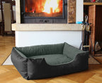  BedDog® Hundebett LUPI, Hundesofa Aus Cordura, Microfaser-Velours, Waschbares Hundebett Mit Rand, Hundekissen Vier-eckigfschad, Größe:XL, Farbe:THE-ROCK (schwarz/grau)