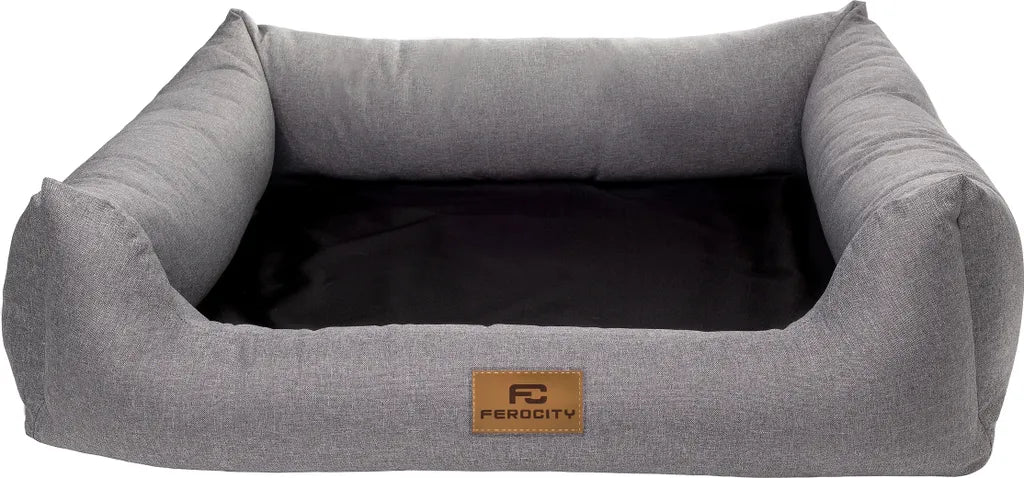  Hundebett Waschbares Hundesofa Mit Rand Und Wendekissen, Hundekissen Aus Cordura Und Samt, Grau Und Flachs 85x70 [123]