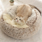  Hundebett Katzenbett Flauschige Langer Plüsch Warmer Schlafsack Rundes Haustierbett Rosa M