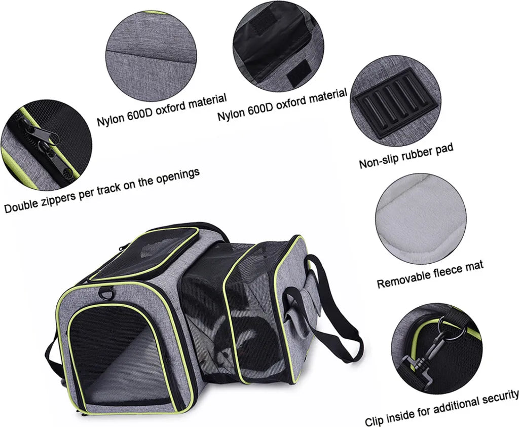  Faltbare Hundebox Transporttasche Transportbox Auto Für Katze Hunde Große Kleine Box Bag Mit Fleece-Matte 44.5 X 33 X 28cm