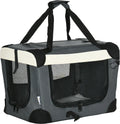  PawHut Hundetasche Transporttasche Faltbare Hundebox Mit Kissen Hundetragetasche Für Kleine Hunde Reisetasche Haustierrucksack Outdoor Oxfordstoff Grau+Schwarz 50,5 X 33,5 X 35 Cm