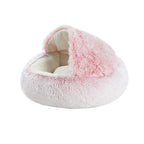  Hundebett Katzenbett Flauschige Langer Plüsch Warmer Schlafsack Rundes Haustierbett Rosa M