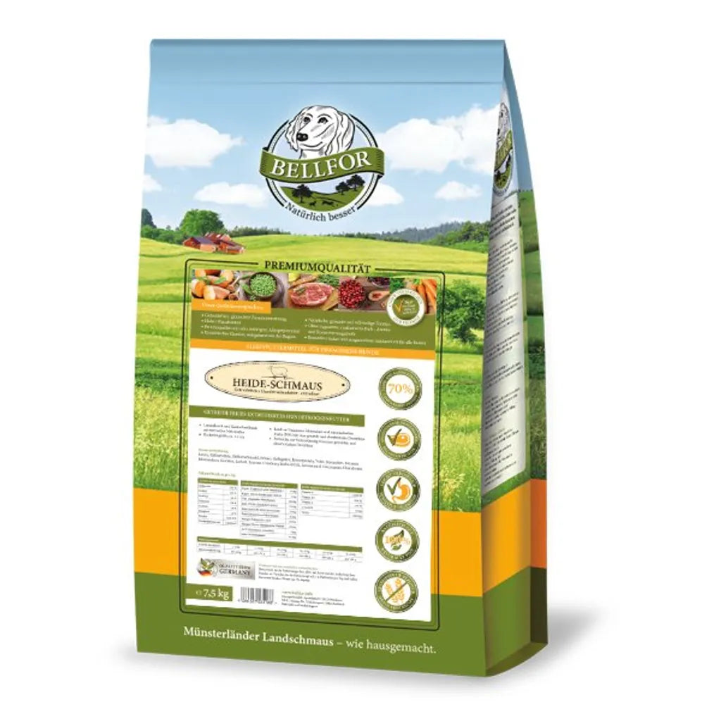  Bellfor Heide-Schmaus - Weidelamm & Wildkaninchenfleisch - Getreidefrei 7,5 Kg