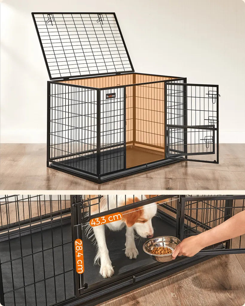  FEANDREA Hundekäfig, 107 X 70 X 74,9 Cm, Mit 2 Türen, Schwarz PPD001B01