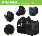  Pecute Hundetransportboxen Haustier Rucksack Hunderucksack Bis 5kg,mit Transparentes Fenster Schwarz,Erweiterbar Faltbar, Für Hunde Katzen Haustiere(34 * 27 * 42cm)