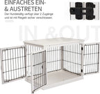  PawHut Hundehütte Hundehaus Transportbox Mit Tischoberfläche Kleintierkäfig Für Innen Hundebox Tierkäfig Haustier MDF Metall Weiß 81 X 58,5 X 66 Cm
