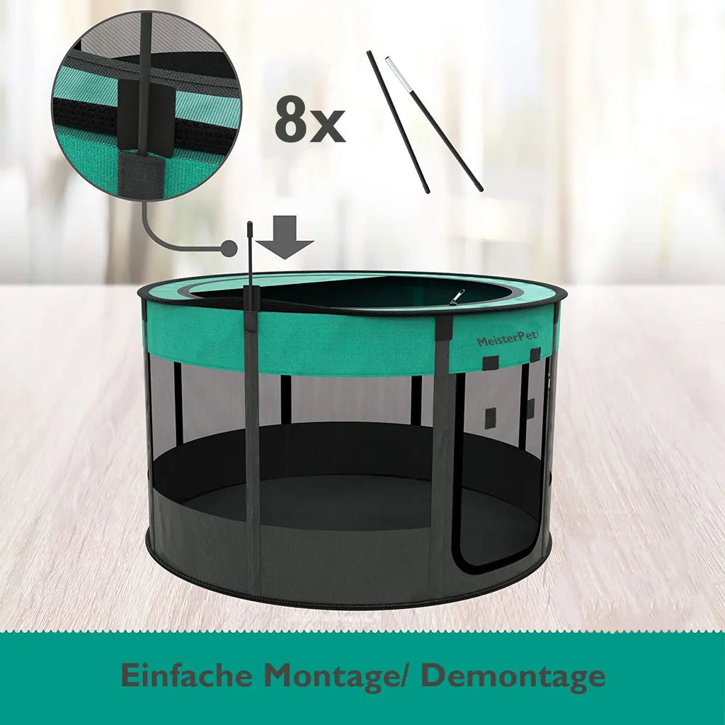  Meisterpet® Welpenauslauf Faltbar Welpenlaufstall Tierlaufstall Für Hunde Hasen Katzen Für Innern Oder Außen - Mehrfache Farben Mit Gratis Faltbare Reisenapf! Größe:Ø X H - 115*58