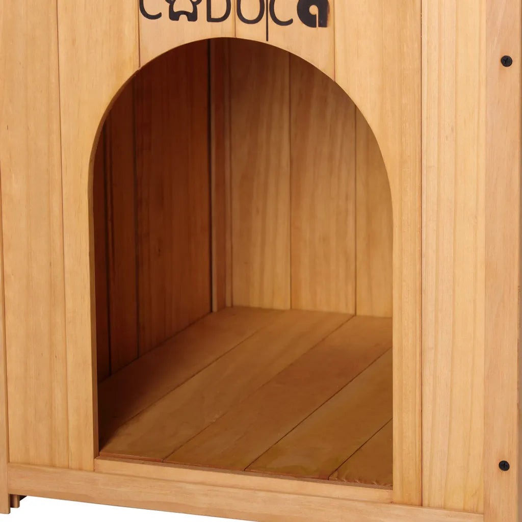  Cadoca Katzenhaus FSC®-zertifiziertes Holz 64,5x54,5x53,5cm 2-stöckig Leiter Balkon Indoor Outdoor Hundehütte Katzenvilla Tierhaus