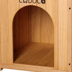  Cadoca Katzenhaus FSC®-zertifiziertes Holz 64,5x54,5x53,5cm 2-stöckig Leiter Balkon Indoor Outdoor Hundehütte Katzenvilla Tierhaus