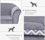  PawHut Hundesofa, Haustiersofa Mit Erhöhten Füßen, Hundecouch, Hundeliege Mit Kissen, Hundebett, Katzensofa, Waschbar, Samt, Grau, 73,5 X 41 X 33 Cm