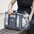  Haustier Tasche Tragbar Katze Handtasche Schultertasche Reise Handtasche Grau Hunde-Transportboxen L Größe 44*17*29cm