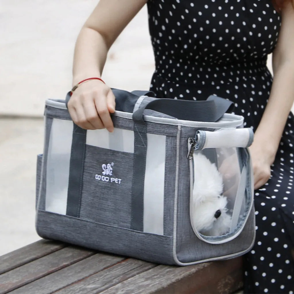  Haustier Tasche Tragbar Katze Handtasche Schultertasche Reise Handtasche Grau Hunde-Transportboxen L Größe 44*17*29cm