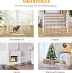  PawHut Welpenauslauf Freigehege Für Hund Schutzgitter Mit Tür Kaminschutzgitter Flexible Klappbar 8 Paneele Je 60 X 76 Cm Weiß