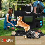  LOVPET® Welpenlaufstall Tierlaufstall Faltbar Für Kleintiere Hunde, Katzen Inkl. Hundenapf Hundelaufstall Freigehege Oxfordgewebe Pop-up System Indoor & Outdoor, Farbe:Schwarz