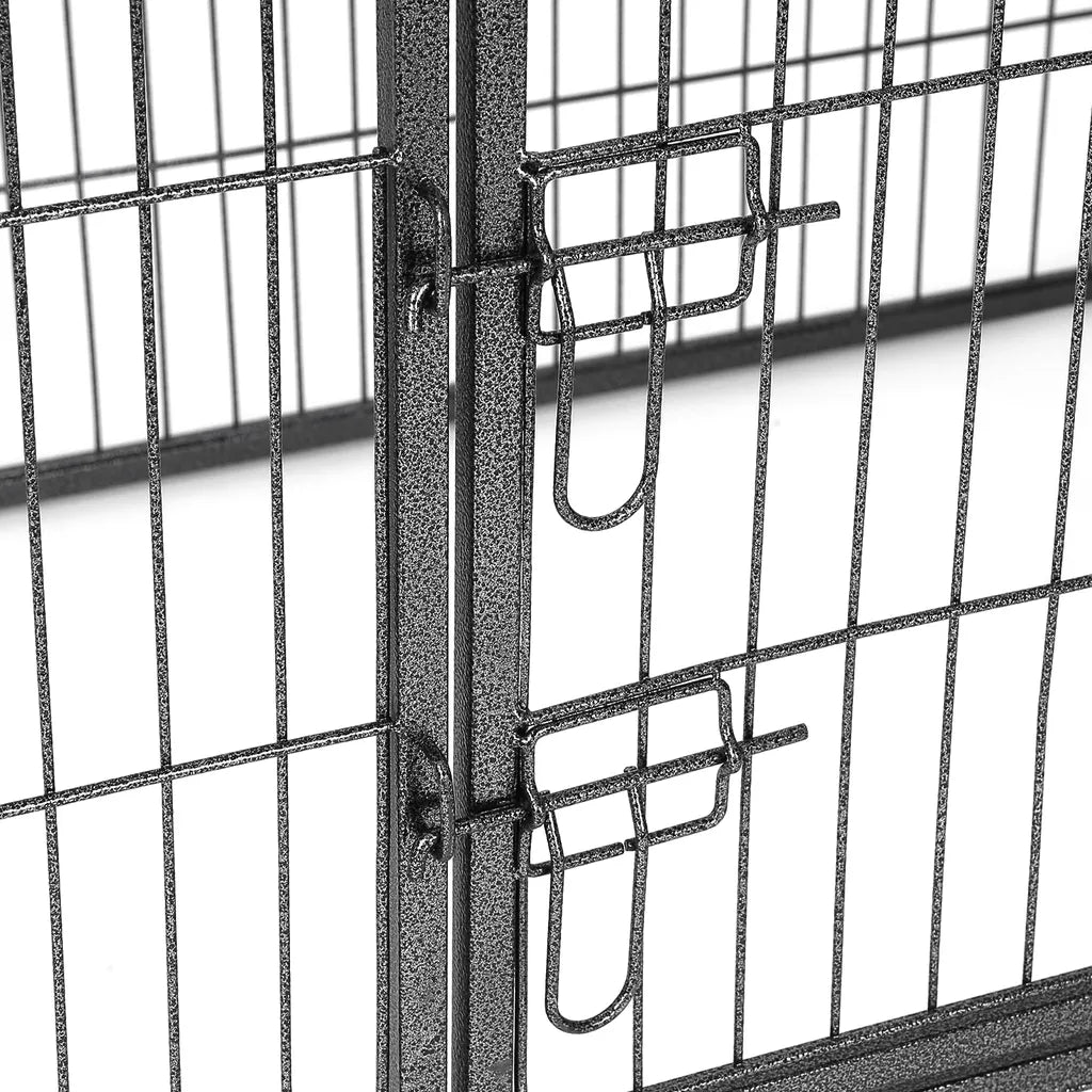  FEANDREA Welpenauslauf Aus Metall 122 X 80 X 70 Cm Welpengitter Welpenzaun Freilaufgehege Tierlaufstall Für Hunde Grau PPK04GY