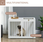  PawHut Hundekäfig, Hundehütte Mit Tischplatte, Haustierkäfig Für Mittelgroße Hunde, Hundebox Mit Türen, Hundehaus, Beistelltisch, Transportkäfig, Weiß, 80 X 50 X 56,5 Cm