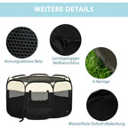  PawHut Welpenlaufstall Tierlaufstall Faltbarer Welpenauslauf Freigehege Laufstall Aus Oxfordstoff Für Kleine Hunde Und Katzen Wasserdicht Tragbar Cremeweiß+Schwarz 118 X 118 X 62 Cm