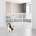  COSTWAY Absperrgitter Hunde 89cm Hoch, Schutzgitter Holz Klappbar, Treppengitter Hundeabsperrgitter Flexibel Türschutzgitter (Weiß, 3 Paneelen)
