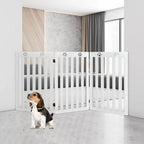  COSTWAY Absperrgitter Hunde 89cm Hoch, Schutzgitter Holz Klappbar, Treppengitter Hundeabsperrgitter Flexibel Türschutzgitter (Weiß, 3 Paneelen)