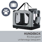  Juskys Hundetransportbox Lassie XL (grau) Faltbar - 58 X 82 X 58 Cm - Hundebox Mit Decke, Tasche & Griffen – Stoff Autotransportbox Für Hunde