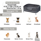  PawHut Hundesofa Mit Rückenlehne Haustiersofa Mit Metallbeinen Hundebett Weichem Bezug Katzensofa Metall Grau+Silber 63,5 X 43 X 24,5 Cm