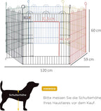  PawHut Welpenauslauf Für Haustiere, 6 Stücke Welpenzaun, Laufstall, Freilaufgehege, Metall, Bunt, Ø120 X H60 Cm