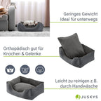  Juskys Hundebett Eila S – Hundekorb 50 X 37 X 15 Cm – Orthopädisches Hundekissen Waschbar & Flauschig - Haustierbett Für Kleine Hunde & Katzen In Grau