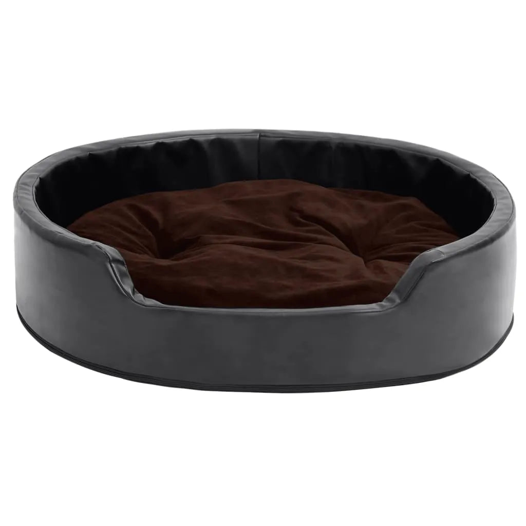  VidaXL Hundebett Schwarz-Braun 79x70x19 Cm Plüsch Und Kunstleder