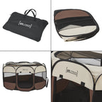  Hundelaufstall Telford 58 X 114 X 114 Cm Tierlaufstall Für Innen- Und Außenbereich Welpenlaufstall Hundehütte Braun / Cremefarben