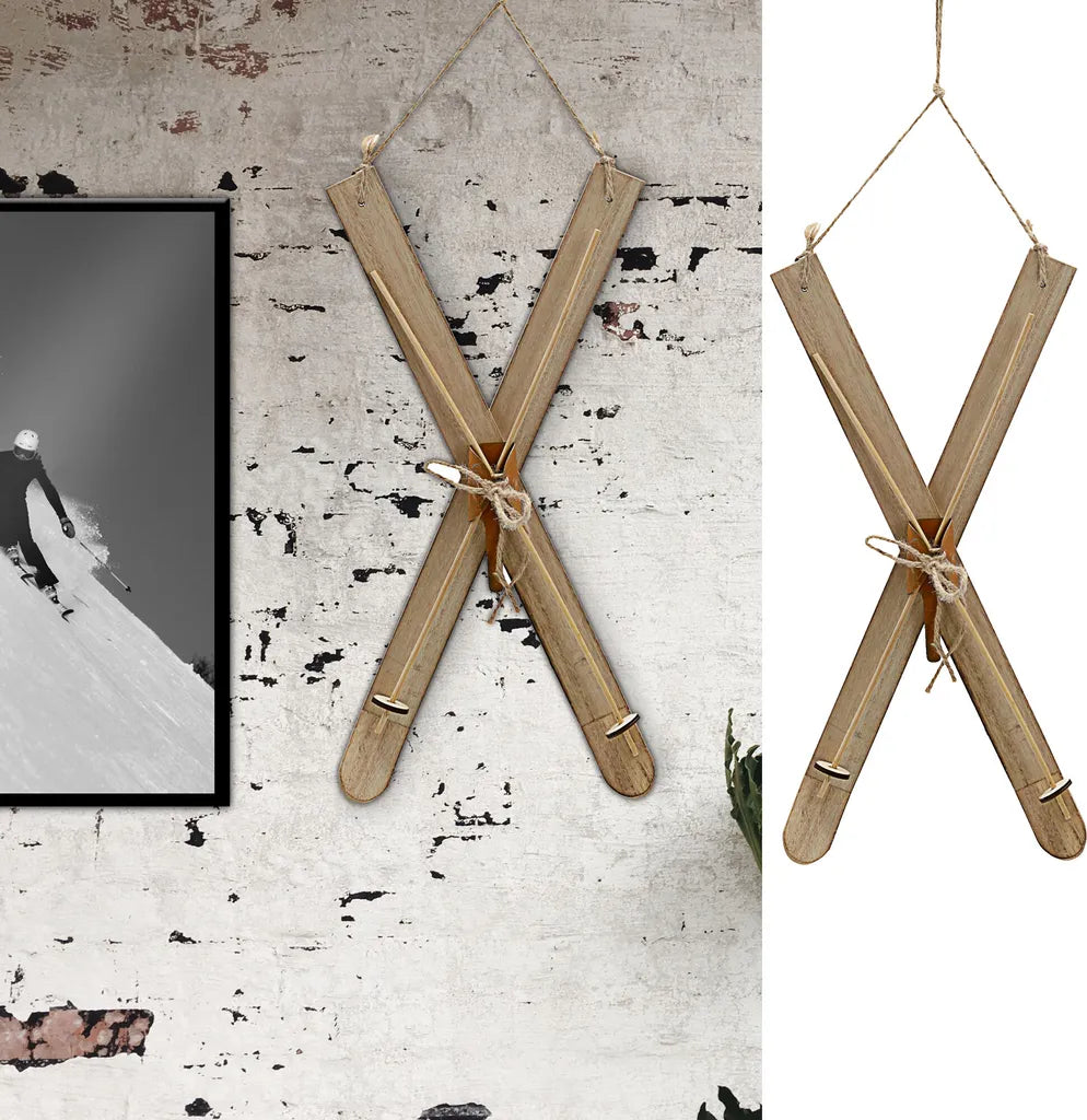  Deko Ski Zum Auhängen H40cm Holzski Skipaar Winterdeko Weihnachtsdeko Schnee Skihütte