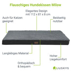  Juskys Hundebett Milow Orthopädisch 112x81cm - Hundekissen Flauschig & Stabil - Bezug Abnehmbar & Waschbar – Hundematte Für Große Hunde - Grau