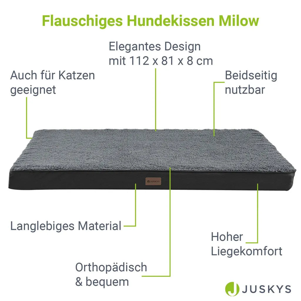  Juskys Hundebett Milow Orthopädisch 112x81cm - Hundekissen Flauschig & Stabil - Bezug Abnehmbar & Waschbar – Hundematte Für Große Hunde - Grau