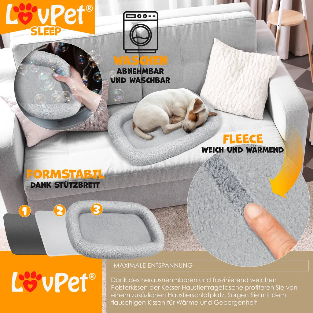  LOVPET® Hundebox Hundetasche Transportbox 2in1 Hunde & Katzentasche Hundetransportbox Inkl. Pet-Kissen + 3x Beutelrollen + Napf 44x31x36xm Transporttasche Für Haustiere, Haustiertransportbox, Farbe:Anthrazit