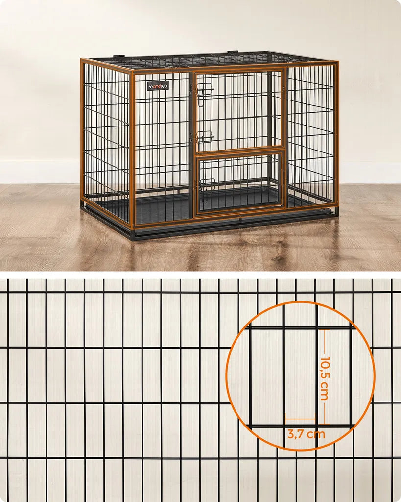  FEANDREA Hundekäfig, 107 X 70 X 74,9 Cm, Mit 2 Türen, Schwarz PPD001B01