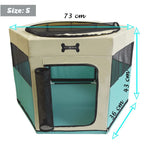 Mucola Welpenlaufstall Welpenauslauf Tierlaufstall 73x73x43 CM Türkis Beige Faltbar Freilaufgehege Hund Katze Kleintiere Hasen Haustier