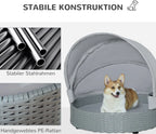  Pawhut Rattan Hundehütte Mit Kissen Hundehaus Haustierbett Hundebett Hundematratze Hundekorb Hundesofa Hunde Katzen Outdoor Grau 76 X 76 X 60 Cm