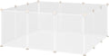  PawHut Freilaufgehege Laufgitter DIY Freigehege Gittergehege Absperrgitter Kleine Haustiere Laufstall Für Innen 12 Platten Weiß Metall PP-Harz 105 X 105 X 45 Cm