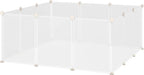  PawHut Freilaufgehege Laufgitter DIY Freigehege Gittergehege Absperrgitter Kleine Haustiere Laufstall Für Innen 12 Platten Weiß Metall PP-Harz 105 X 105 X 45 Cm